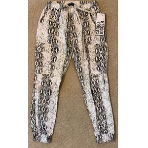 Cargo White Snake Skin Almost Famous Joggers